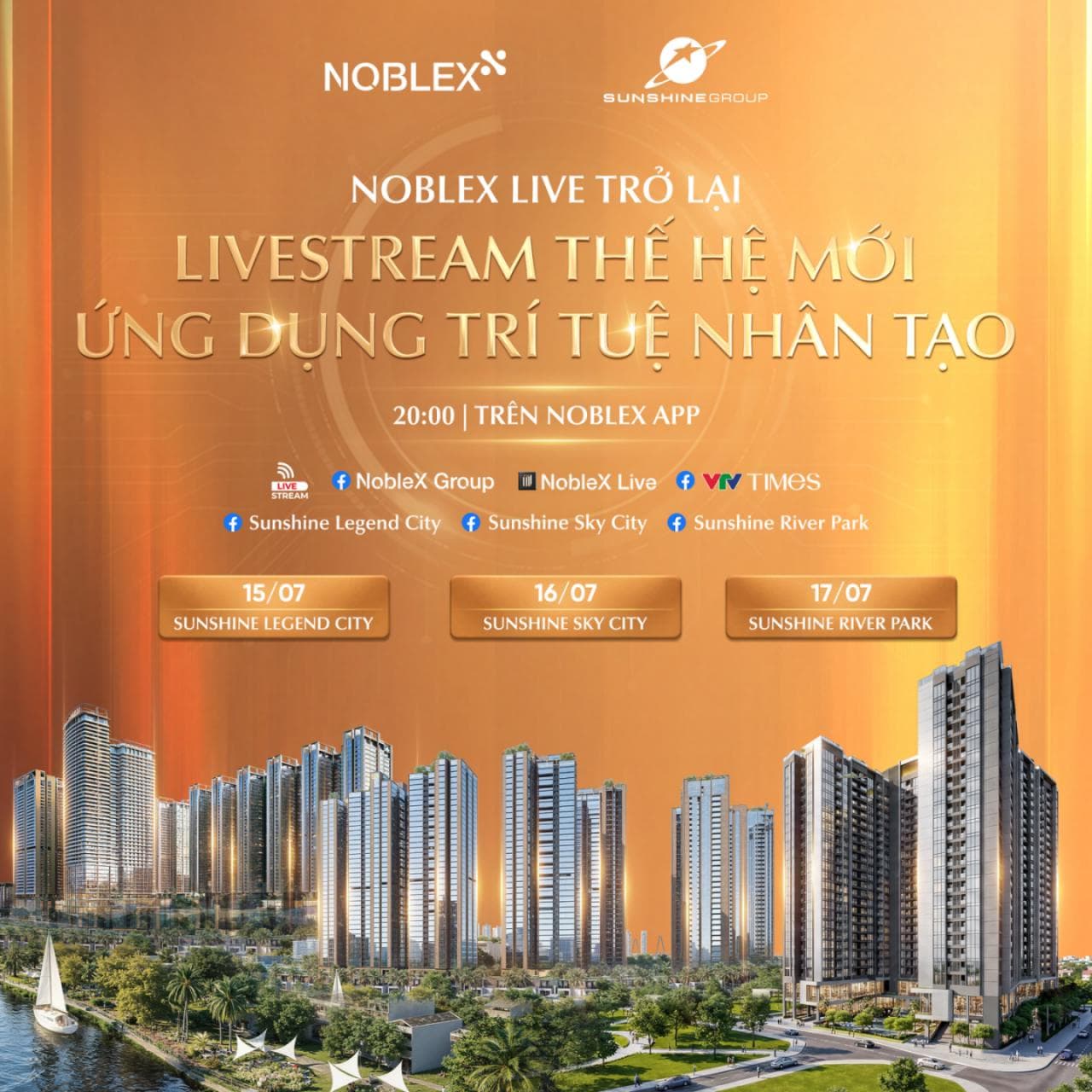 20h trên NobleX App: Sunshine Group tung chuỗi livestream BĐS ứng dụng AI, ưu đãi độc quyền lên tới 400 triệu đồng/căn